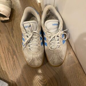 Adidas Light Gray and Sky Blue Sneakers